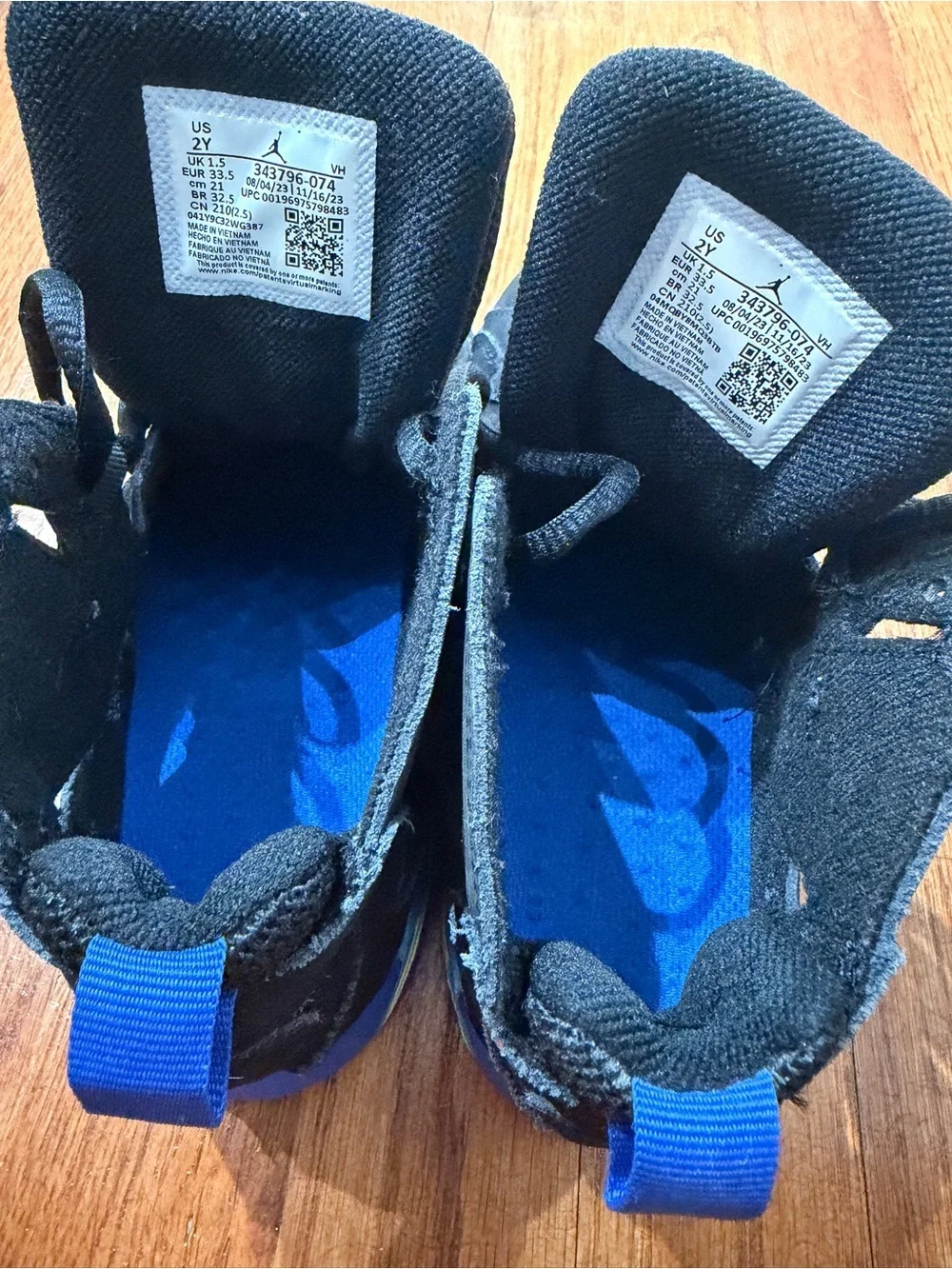Nike Air Jordan True Flight youth 2 basketball shoes 2 black volt blue